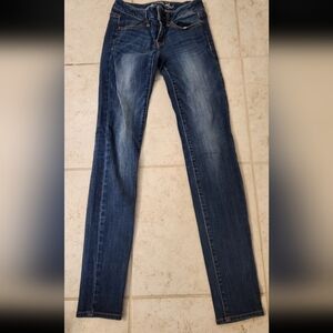 Womens American Eagle Blue Jeans Jegging Size 0 Skinny Jeans Dark Wash #A1121